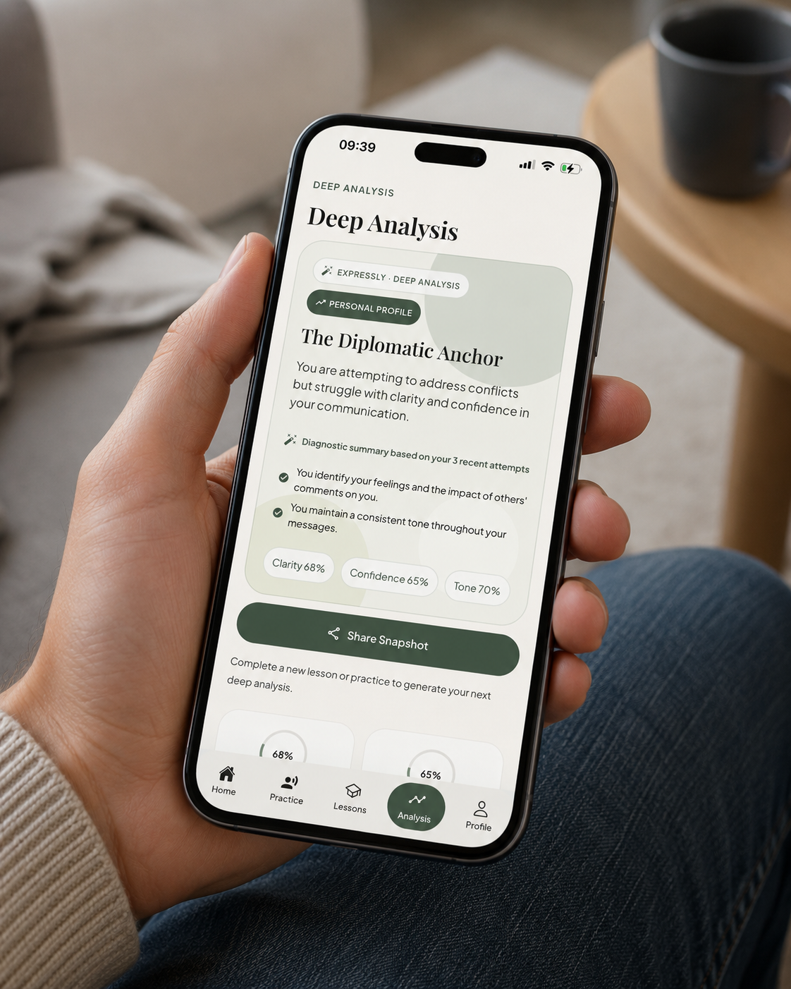 Expressly advanced feedback and pattern insights mockup